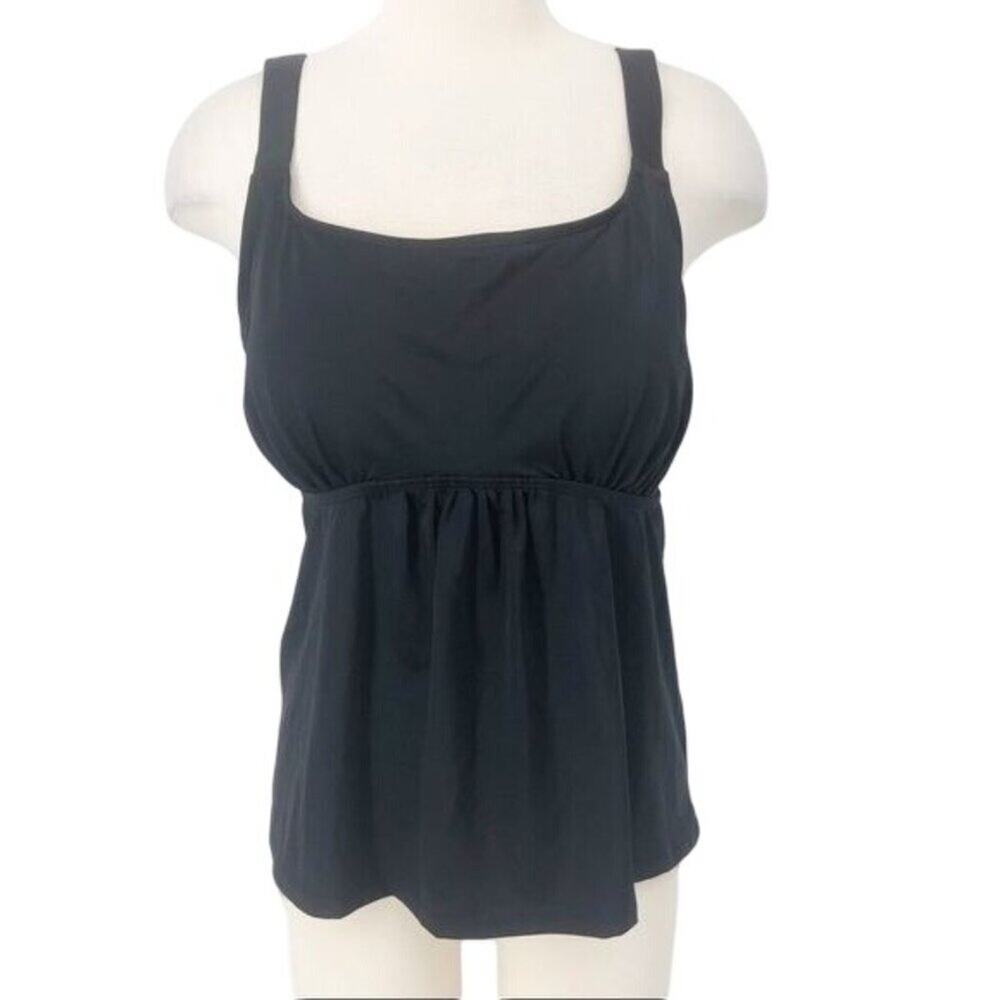 Swimsuits for All Tankini Top Black Women's Size 16 Wide Strap New with Tags Cle
